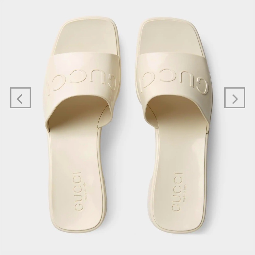 White Gucci sandals NEW with box size 11